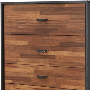 Homeroots 32" Walnut And Espresso Manufactured Wood Five Drawer Chest  Manufactured Wood 286661