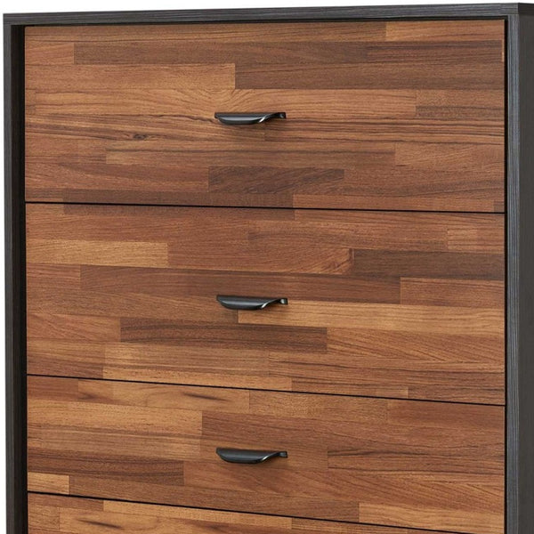 Homeroots 32" Walnut And Espresso Manufactured Wood Five Drawer Chest  Manufactured Wood 286661