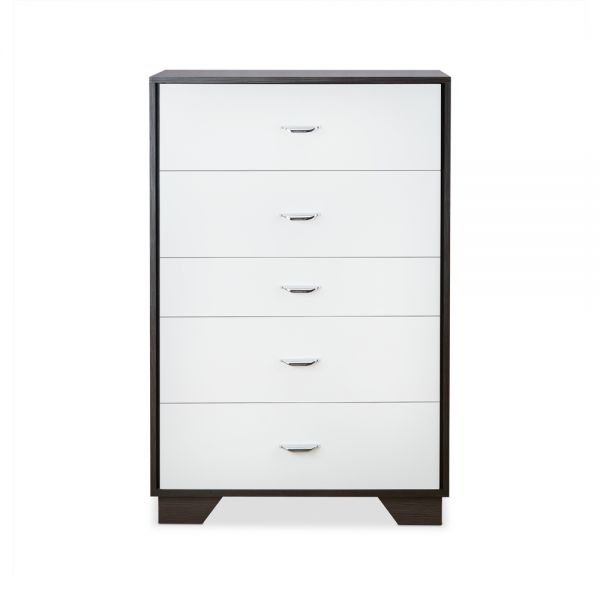 Homeroots 32" Brown And White Five Drawer Standard Chest White Manufactured Wood 286662