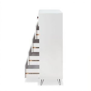 Homeroots 32" White Five Drawer Standard Chest White Manufactured Wood 286663