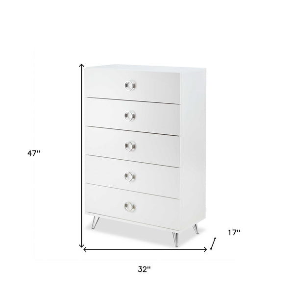 Homeroots 32" White Five Drawer Standard Chest White Manufactured Wood 286663