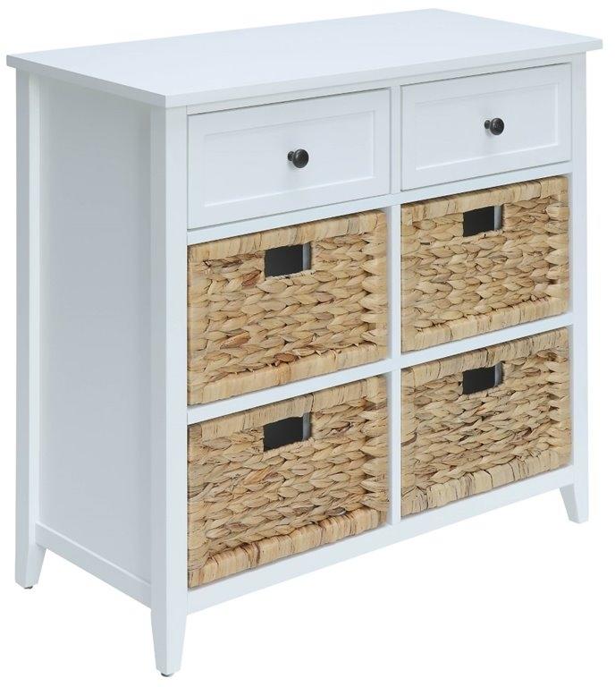 Homeroots 30" X 13" X 28" White Wood Veneer 6 Drawers Accent Chest  Wood 286667