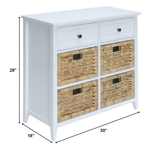 Homeroots 30" X 13" X 28" White Wood Veneer 6 Drawers Accent Chest  Wood 286667