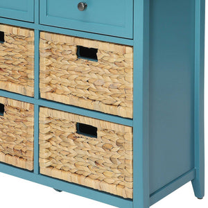 Homeroots Pop Of Color Teal Accent Chest With Storage Teal Wood 286668