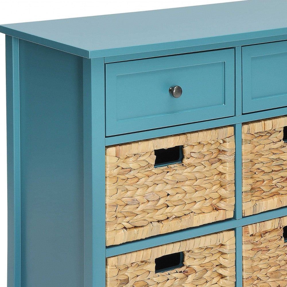 Homeroots Pop Of Color Teal Accent Chest With Storage Teal Wood 286668