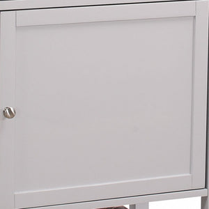 HomeRoots Gray 25" Rolling Kitchen Cart: Stylish Storage & Workspace with Natural Wood Countertop and Wheels 286670