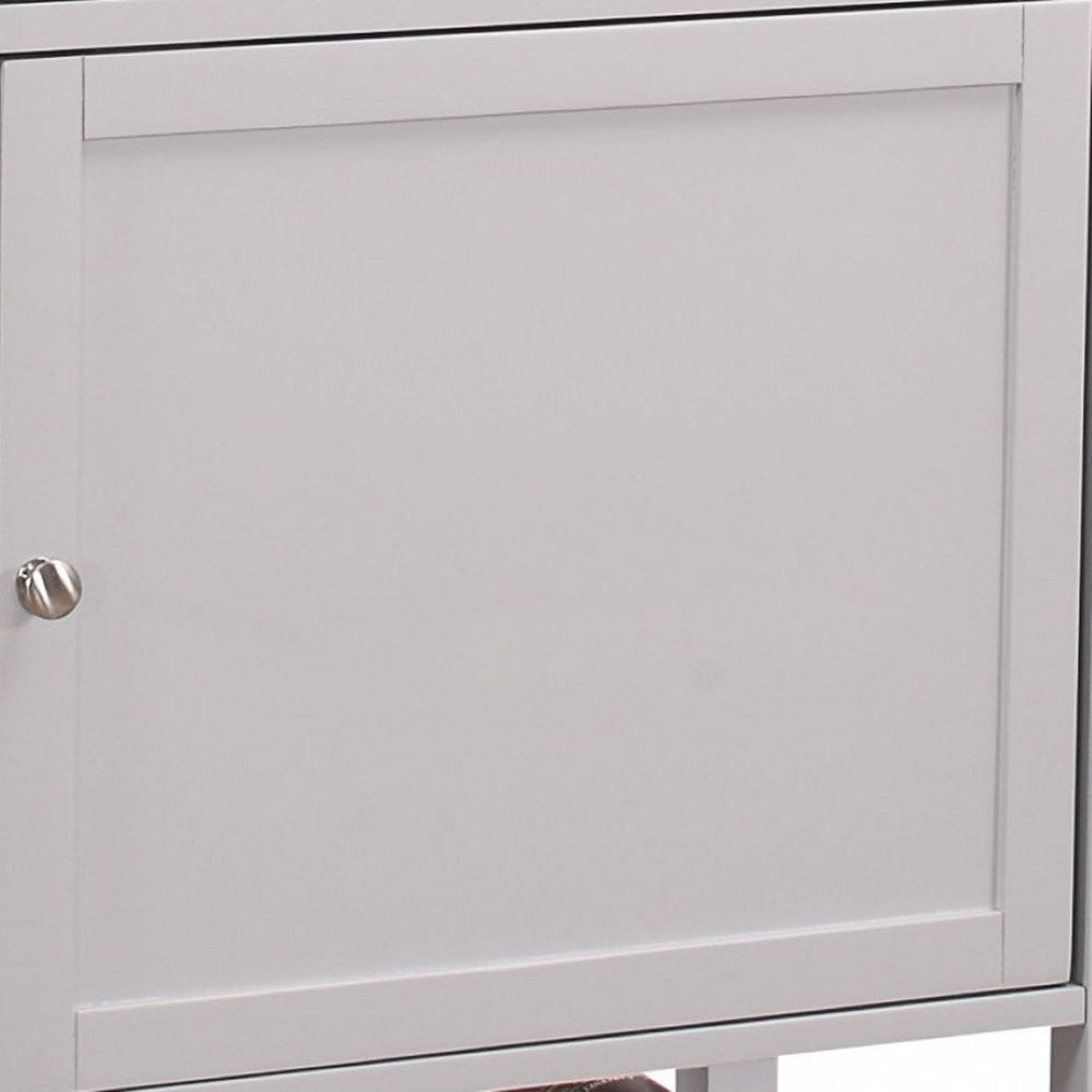 HomeRoots Gray 25" Rolling Kitchen Cart: Stylish Storage & Workspace with Natural Wood Countertop and Wheels 286670