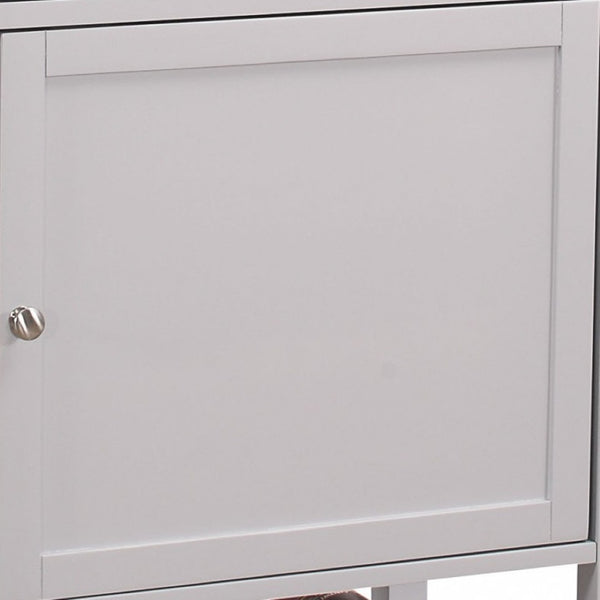 HomeRoots Gray 25" Rolling Kitchen Cart: Stylish Storage & Workspace with Natural Wood Countertop and Wheels 286670