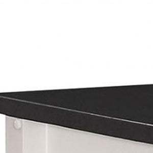 HomeRoots 32" Elegant Black and White Rubberwood Kitchen Cart with Wine Rack and Smooth-Rolling Casters 32" X 19" X 34" 286677