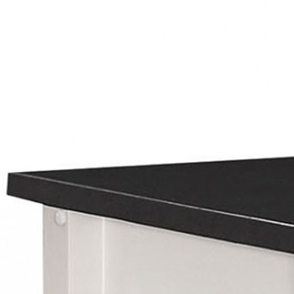 HomeRoots 32" Elegant Black and White Rubberwood Kitchen Cart with Wine Rack and Smooth-Rolling Casters 32" X 19" X 34" 286677