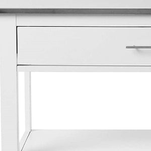 HomeRoots White Rolling Kitchen Island with Storage - Stylish, Durable Design for Efficient Meal Prep & Serving 43" 286679