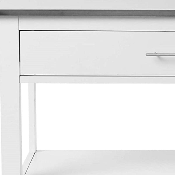 HomeRoots White Rolling Kitchen Island with Storage - Stylish, Durable Design for Efficient Meal Prep & Serving 43" 286679