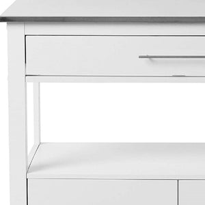 HomeRoots White Rolling Kitchen Island with Storage - Stylish, Durable Design for Efficient Meal Prep & Serving 43" 286679
