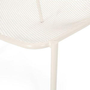 English Elm Kincaid Outdoor Iron Mesh Conversation Set Rust Resistant Patio Chairs with Side Table White N775P392159W