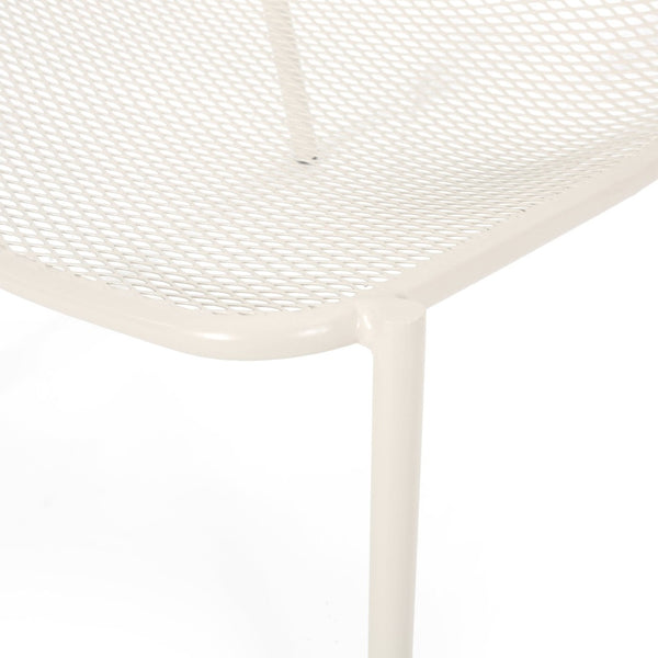 English Elm Kincaid Outdoor Iron Mesh Conversation Set Rust Resistant Patio Chairs with Side Table White N775P392159W