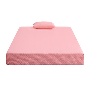 English Elm 7inch Gel-Infused Charcoal Memory Foam Full Mattress & Pillow Set Pink Breathable Fabric, Cooling Support B011P213351