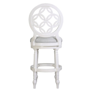 English Elm 26" Solid Wood Swivel Counterstool High Back Faux Leather Seat for Kitchen Island White B2751P436473