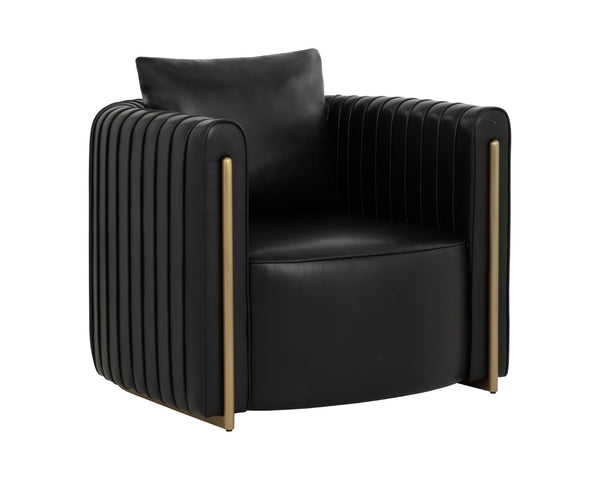 Sunpan ALIX Lounge Chair - Modern Glamour in Luxurious Cantina Black with Elegant Gold Trim & Comfort 111518