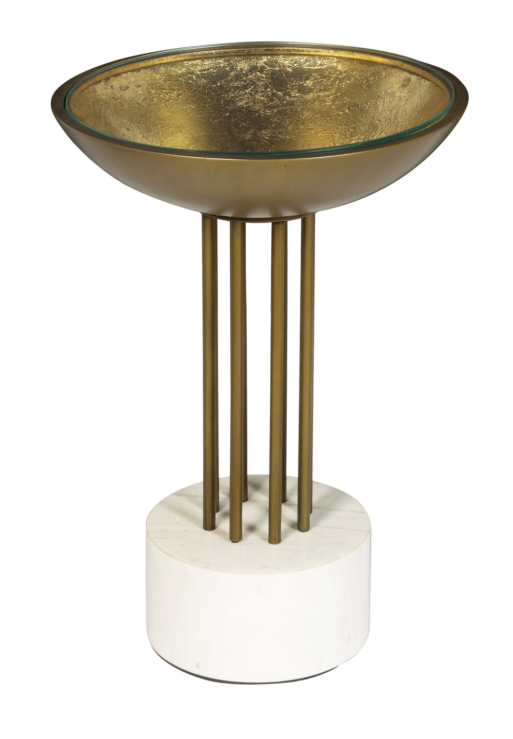 Hekman Furniture 28681 Round Side Table - Elegant Glass Top With Gold Leaf Finish & Marble Base, Ideal For Any Space Special Reserve Accent Table 28681