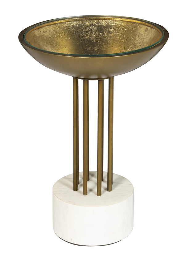 Hekman Furniture 28681 Round Side Table - Elegant Glass Top With Gold Leaf Finish & Marble Base, Ideal For Any Space Special Reserve Accent Table 28681