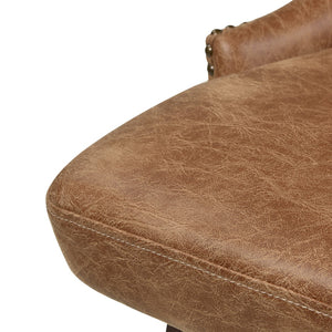 English Elm Holmes Tufted High-Back 360 Swivel Counter-Height Barstool, Tan Brown Faux Leather