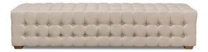 Sarreid Beam Bench - Elegant Tufted Beige Linen With American Oak Natural Finish For Stylish Interiors Beige  28683