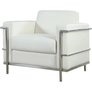 English Elm Executive Faux Leather Club Chair with Polished Chrome Frame for Modern Living Spaces White B011P439046