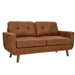 English Elm 65-inch Two Seat Sofa Breathable Foil Fabric Diamond Quilted Back Solid Wood Legs Light Brown W5568P478805
