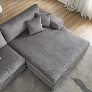 English Elm 148.03'' Mid Century Modern 4 Seat Sectional Sofa with Reversible Chaise for Living Room Grey W876S00329