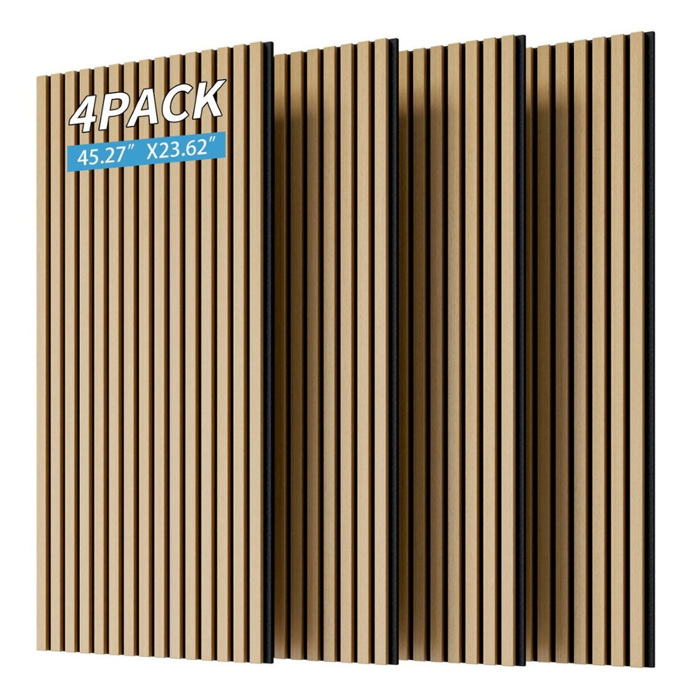 English Elm Wood Slat Acoustic Wall Panels Set of 4 Fluted Mdf for Living Room or Studio White Oak W347P317958