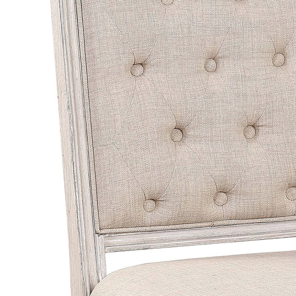 English Elm Wynsor Elegant Fabric Side Chairs Set of 2 in Antique Champagne — Tufted High-Back, Padded Comfort, Reeded Tapered Legs B2726P243299