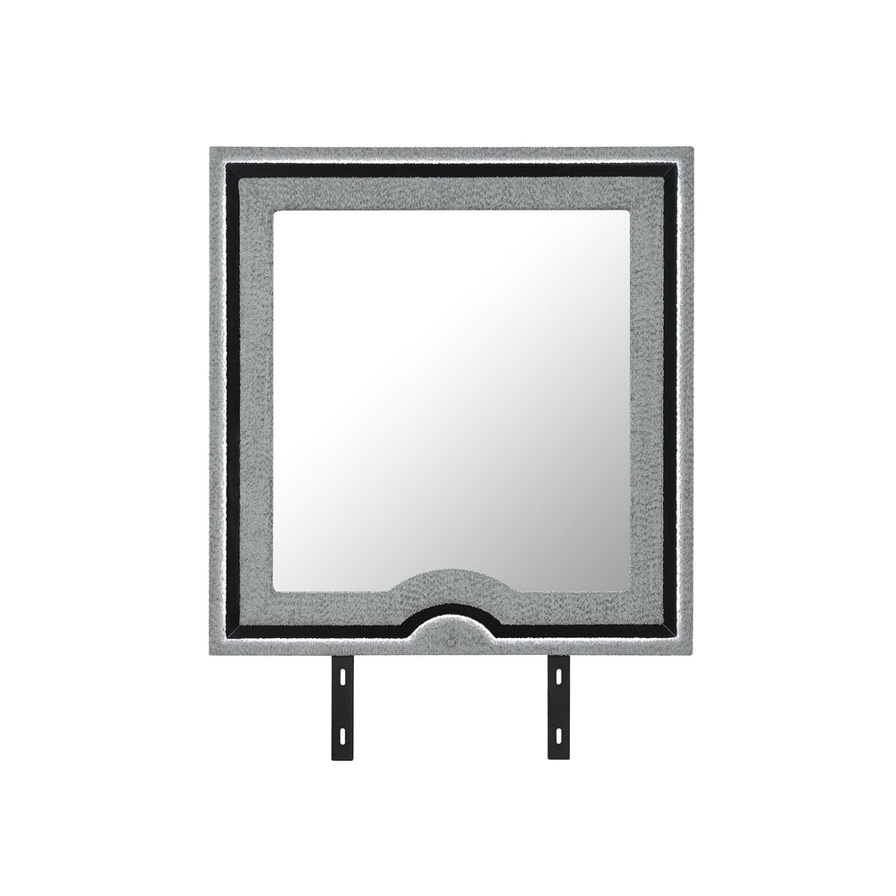 English Elm Isaiah Upholstered Gray LED Mirror — Large Aluminum Frame, Dresser-Mount Modern Vanity Accent B201P391178