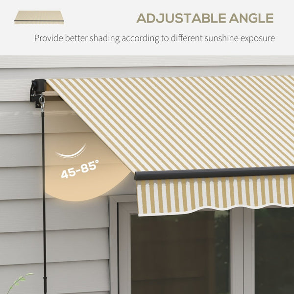 English Elm Outsunny 10' X 8' Retractable Patio Awning - Durable Uv-Resistant Sunshade With Manual Crank & Adjustable Tilt W2225P174261-GIGA