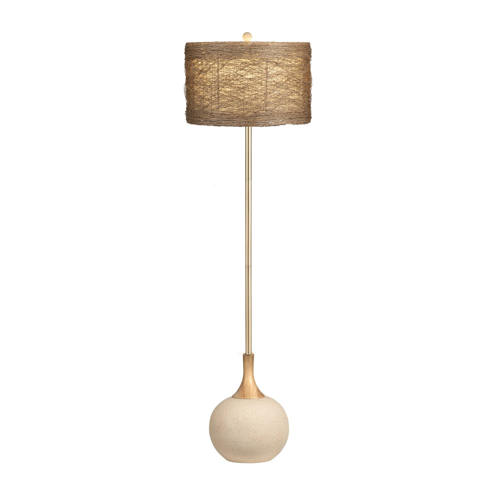 Crestview Collection Kenya Floor Lamp - Elegant Woven Rattan Shade, Sandstone Base, 3-way Socket & Versatile Design   Cvazvp110