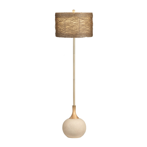 Crestview Collection Kenya Floor Lamp - Elegant Woven Rattan Shade, Sandstone Base, 3-way Socket & Versatile Design   Cvazvp110