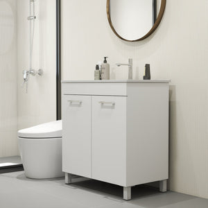 English Elm 32-Inch Floor-Mounted Bathroom Vanity With Sink Combo - Elegant Design, Soft-Close Doors, Adjustable Feet W3151S00031