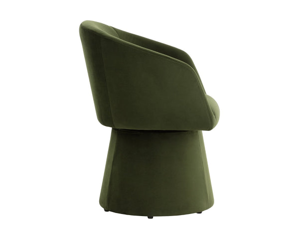 Sunpan ETTA Swivel Dining Armchair - Stylish Moss Green Upholstered Chair for Comfort & Versatile Use 111767