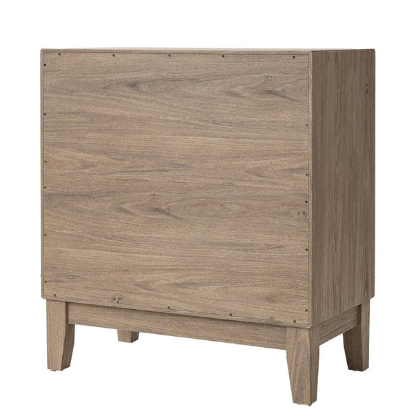 English Elm Sideboard Boho Mid Century Buffet Cabinet with Mirror Panels and Adjustable Shelves W3417P388710