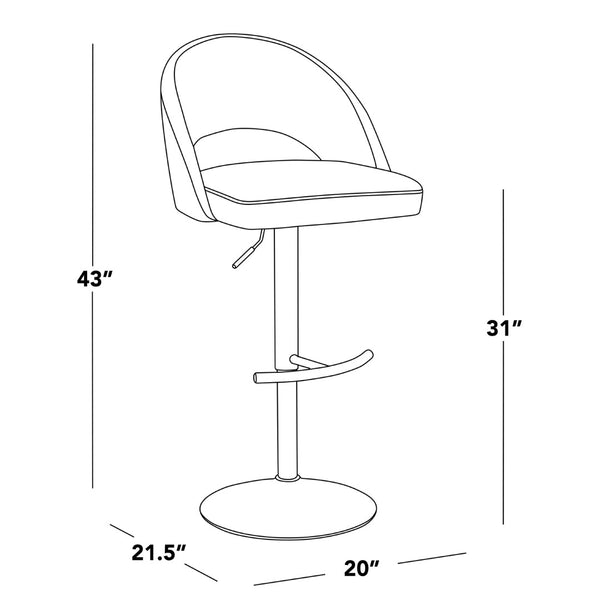 English Elm Adjustable Swivel Barstools Set of 2 Fabric Seat Black Metal Base Kitchen Counter Black B202S02007