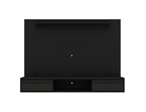 English Elm Liberty 71" TV Panel with Mounting Brackets, Flip-Down Doors, Cable Management & Display Shelf Black B365P398405