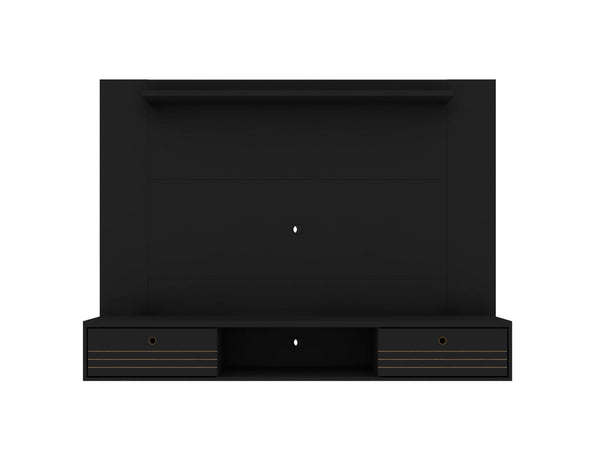 English Elm Liberty 71" TV Panel with Mounting Brackets, Flip-Down Doors, Cable Management & Display Shelf Black B365P398405