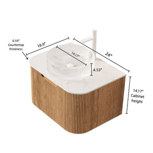 English Elm Dina Floating Bathroom Vanity with Sintered Stone Top and Crystal Glass Basin W2615S00235
