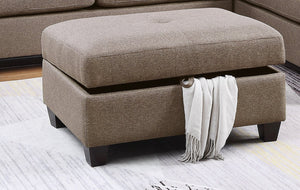 English Elm Contemporary Three Piece Sectional Sofa Set with Nailhead Trim and Storage Ottoman B011S01053