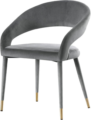 English Elm Modern Velvet Upholstered Dining Chair Set Arched Back Gold Tipped Wooden Legs Gray B011P439062