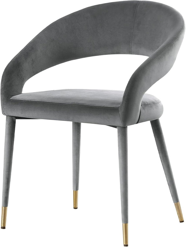 English Elm Modern Velvet Upholstered Dining Chair Set Arched Back Gold Tipped Wooden Legs Gray B011P439062