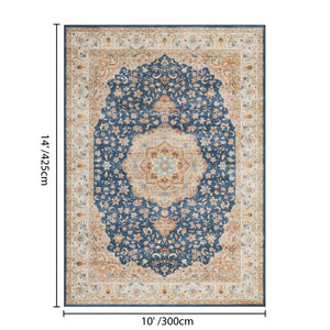 English Elm Premier Navy Traditional Low Pile Area Rug for Living Dining and Entryway Spaces B186P479377