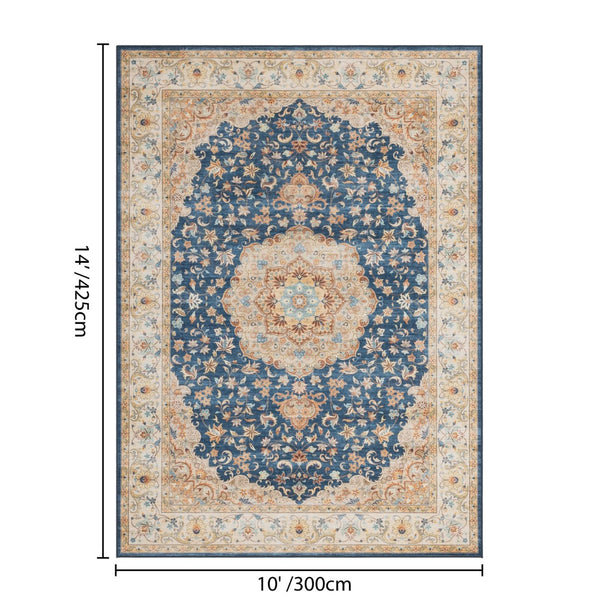 English Elm Premier Navy Traditional Low Pile Area Rug for Living Dining and Entryway Spaces B186P479377