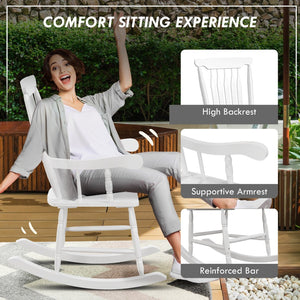 English Elm Outsunny Outdoor Wood Rocking Chair - 350 Lbs Capacity, High Back Comfort For Patio, Garden, Balcony W2225P174349-GIGA