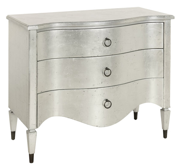 Hekman Furniture 28744 Accent Chest With Serpentine Curved Doors In Silver Metal Leaf & Antique Brass Pulls Special Reserve Accent Chest 28744