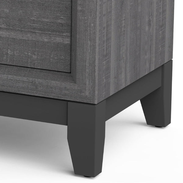 English Elm Erica 2 Drawer Nightstand Gray Wood Grain Finish with Chrome Handles Tapered Legs B056P412622